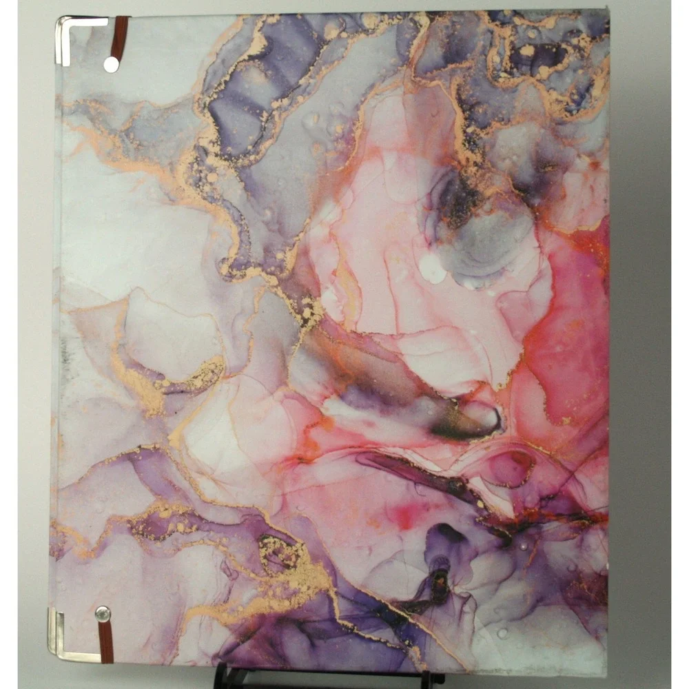 Pink Purple Marble 1 Inch 3 Ring Binder with Clipboard and Dividers